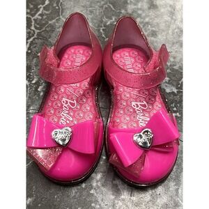 Mini Melissa Amy & Barbie Little Girls' Pink Flats Shoes Bow Jelly Sandals
